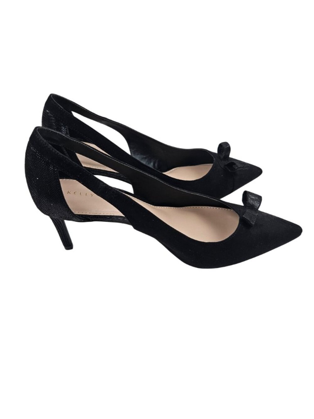 Kelly & Katie Heels KK Zonya Womens Size 9.5M Black Suede Shoes Bow Accent - Picture 6 of 10